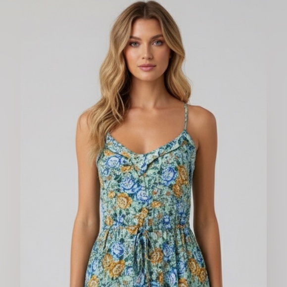 Boho Floral Print Belted Cami Dress - Picture 4 of 7